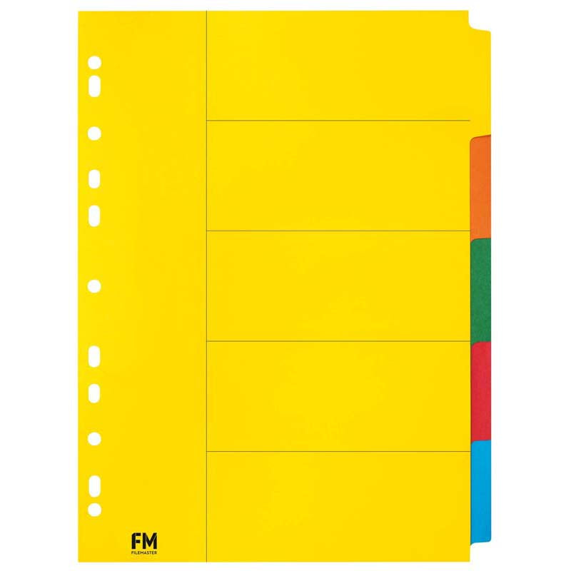 FM A4 5 Tab Coloured Cardboard File Organiser