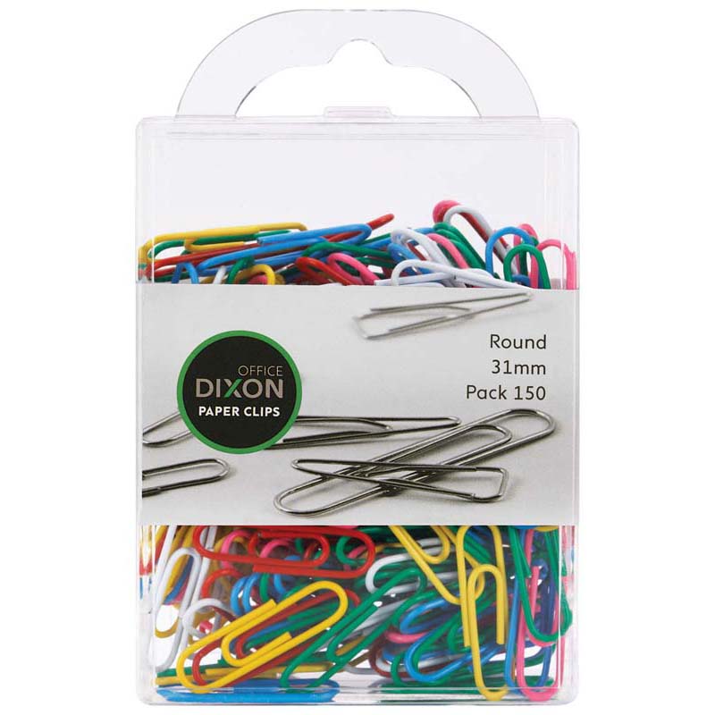 Dixon Paper Clips 31mm Round Coloured (150 pack)