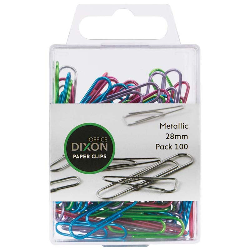 Dixon Paper Clips 28mm Metallic Coloured (100 pack)