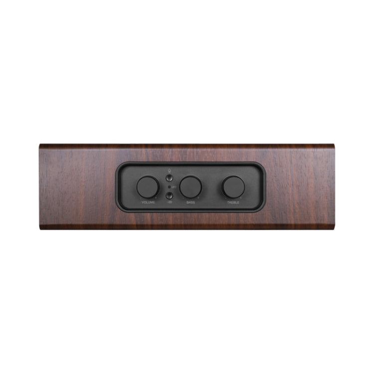 The Home Office Space NZ MySound Blues Bluetooth Speaker Side-Table is a rectangular wooden panel with a minimalist design, featuring three black dials for volume, bass, and treble. It includes an integrated sound system and wireless charging, all within a smooth finish.