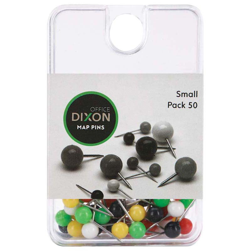 Dixon Map Pins Large or Small Assorted Colour (50 packs)