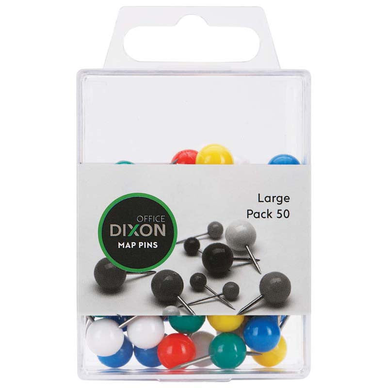 Dixon Map Pins Large or Small Assorted Colour (50 packs)