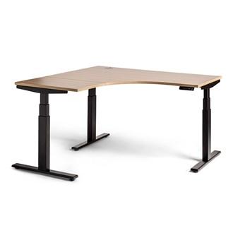 Enhance Electric Height Adjustable Corner Desk - Black / Oak - Home Office Space NZ