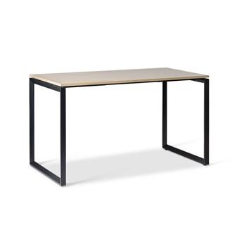 The Jones Bar Leaner (1800 x 900) by Home Office Space NZ is a minimalist rectangular desk with a durable melamine top and black metal legs, forming a simple and modern design, perfect for office breakout spaces.