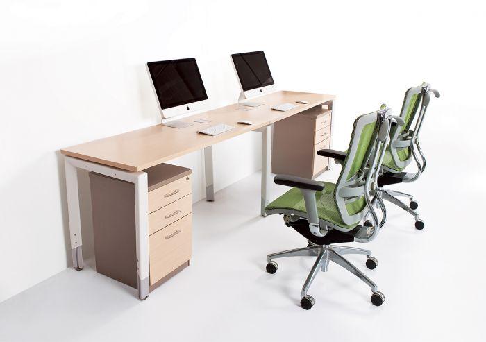 Oblique 2-Person Straight Desk (Adjustable Height) - Home Office Space NZ