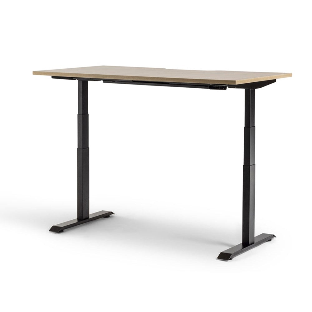 Rise Electric Height Adjustable Desk - Black / Autumn Oak - Home Office Space NZ