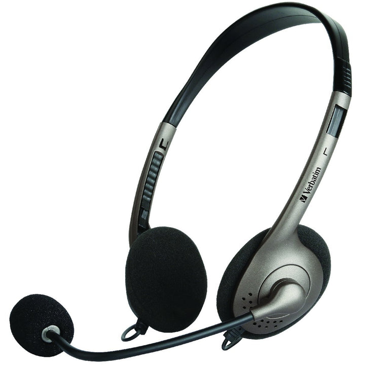 Verbatim Essentials Multimedia USB Headset with Boom Mic Volume Control - Home Office Space NZ